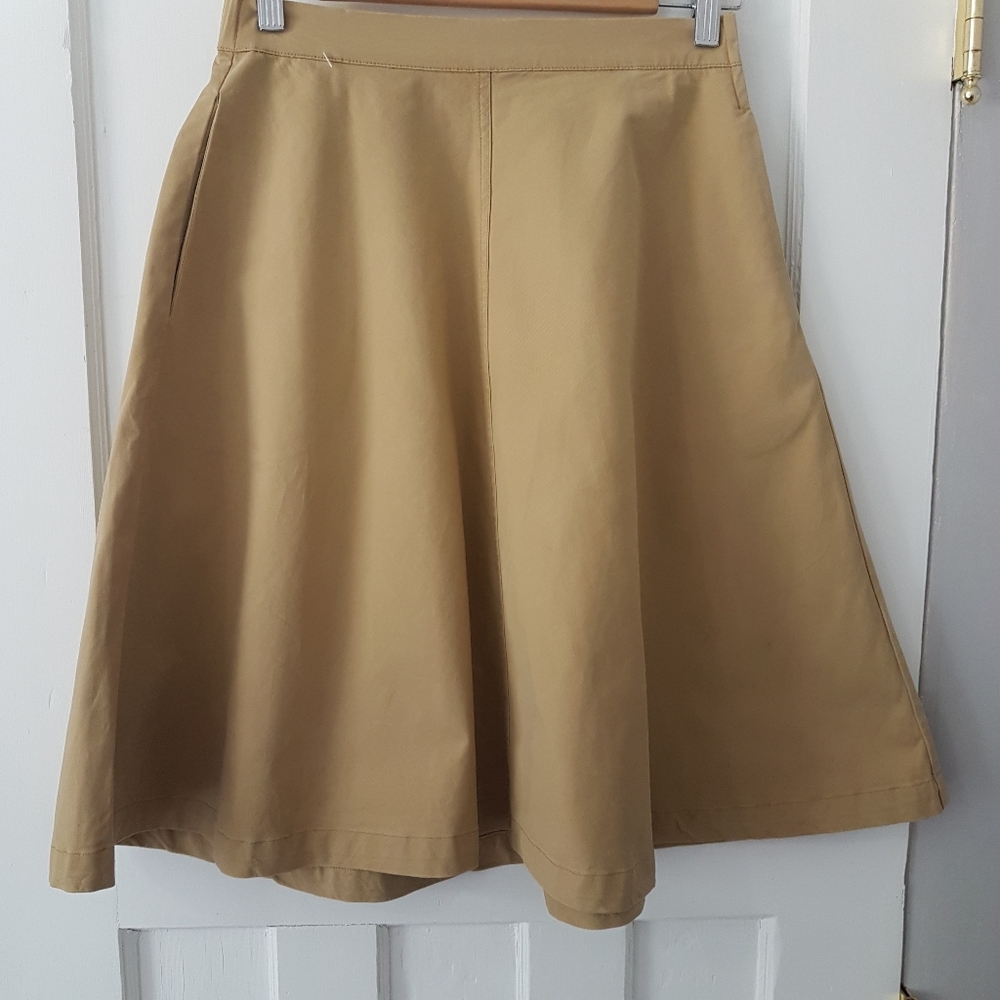 Mo:vint New York 90's Modest A Line Circle Midi Skirt Tan Sz S
